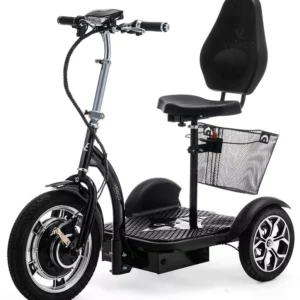 Scooter électrique 3 roues Mobylette Trike avec panier Noir VELECO ZT16